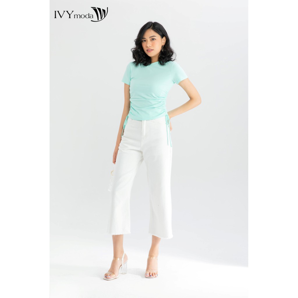 Áo croptop nữ dây kéo rút IVY moda MS 57B8621