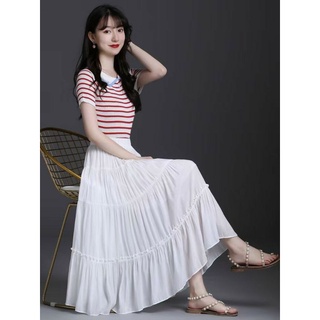 CHân váy dài qua gối cạp chun