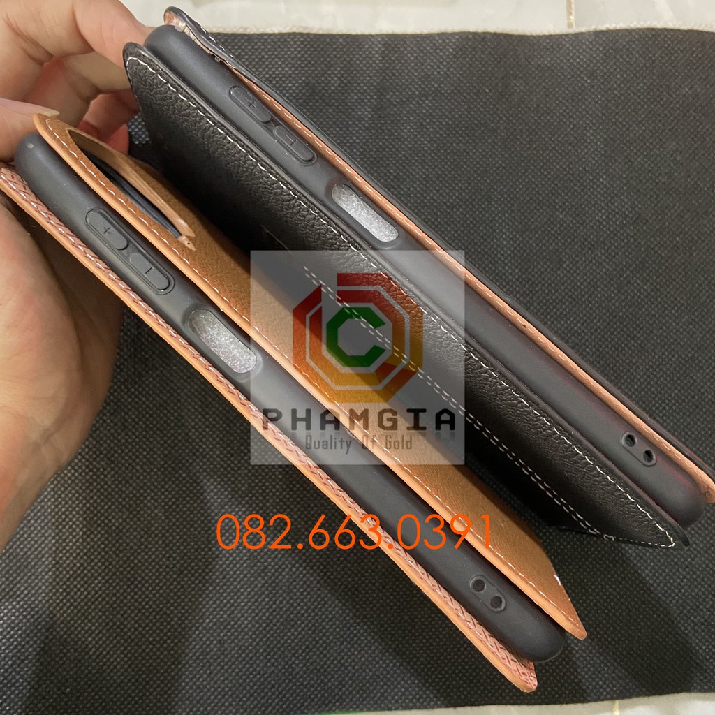 Bao da Samsung A12 không quai cài hiệu Lishẹn chất da siêu đẹp siêu mịn