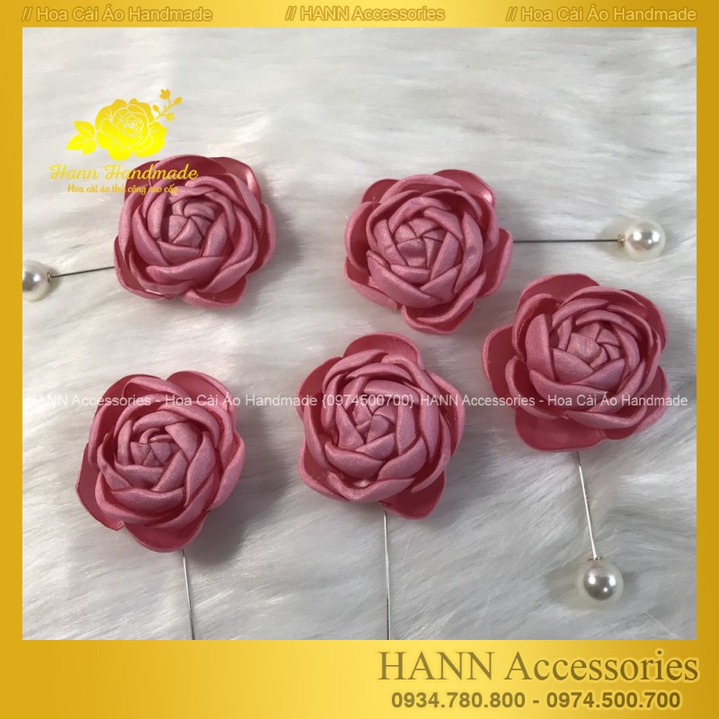 Hoa cài áo handmade thời trang cao cấp, Tang Hoa Hồng Cài Áo