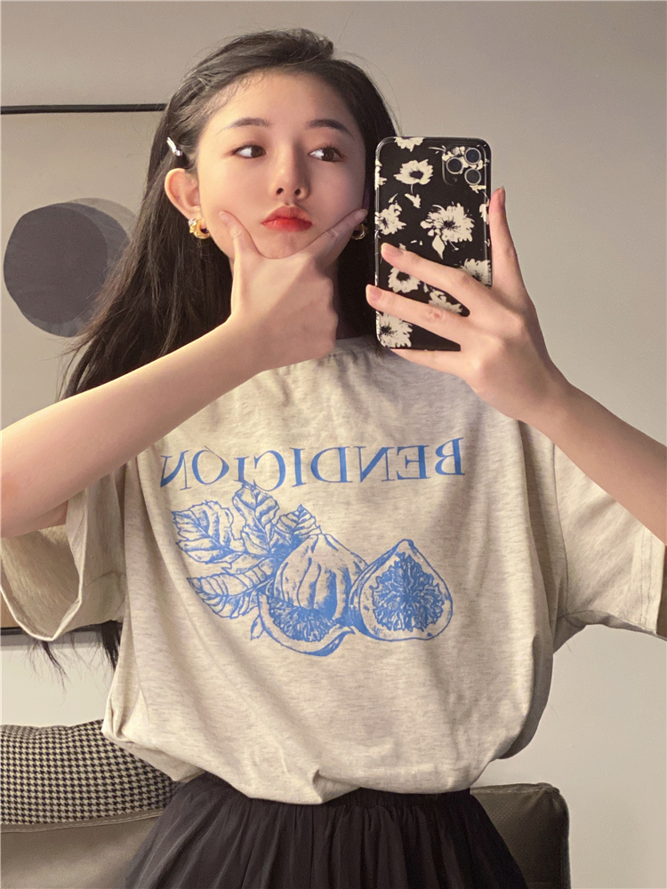 SUXI Áo Thun Nữ Tay Ngắn Dáng Rộng Phong Cách Hàn Quốc