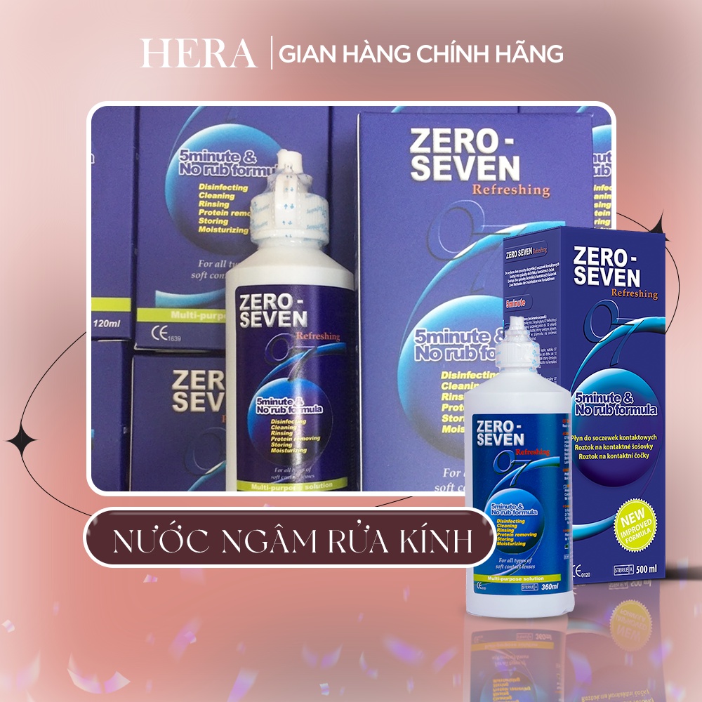 Nước ngâm lens Zero Seven Hàn Quốc dung dịch rửa kính áp tròng - Hera Lens