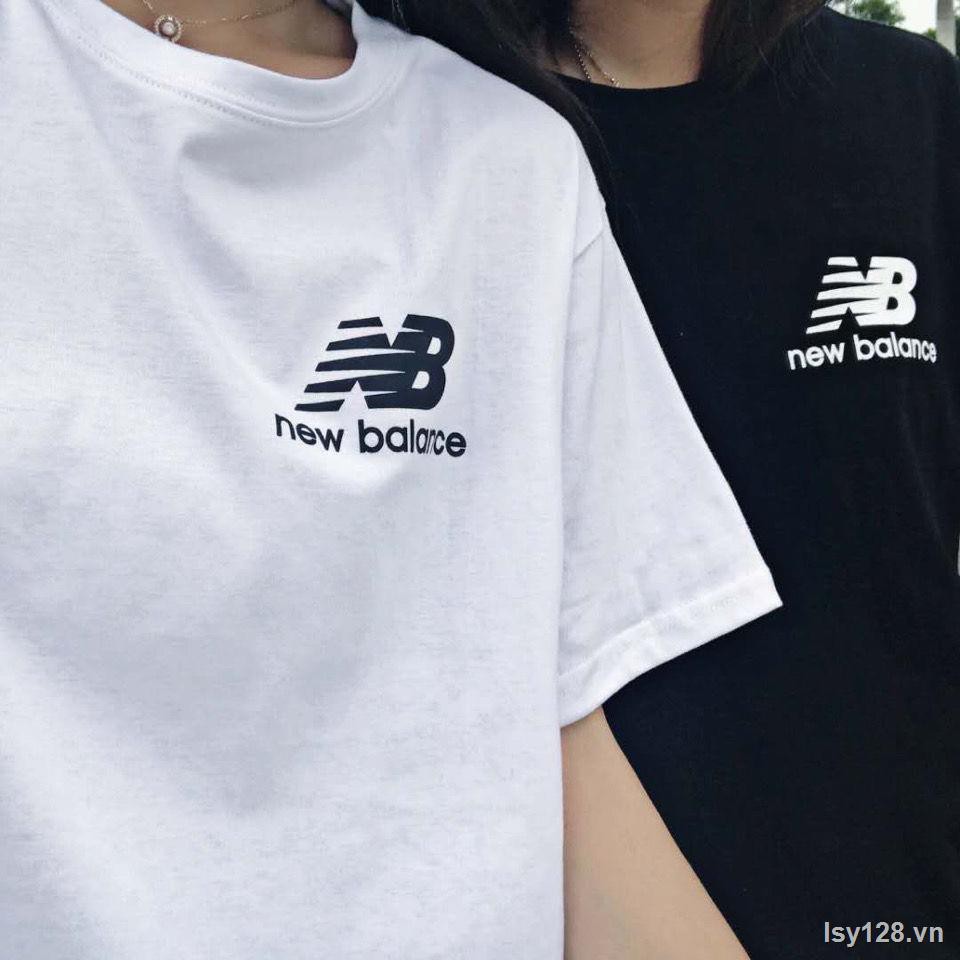 ▦Summer Tide Thương hiệu NB Nhãn nhỏ Áo phông ngắn tay dành cho nam và nữ Những người yêu thích New Balance sơ mi cơ bản sinh viên cotton rộng rãi