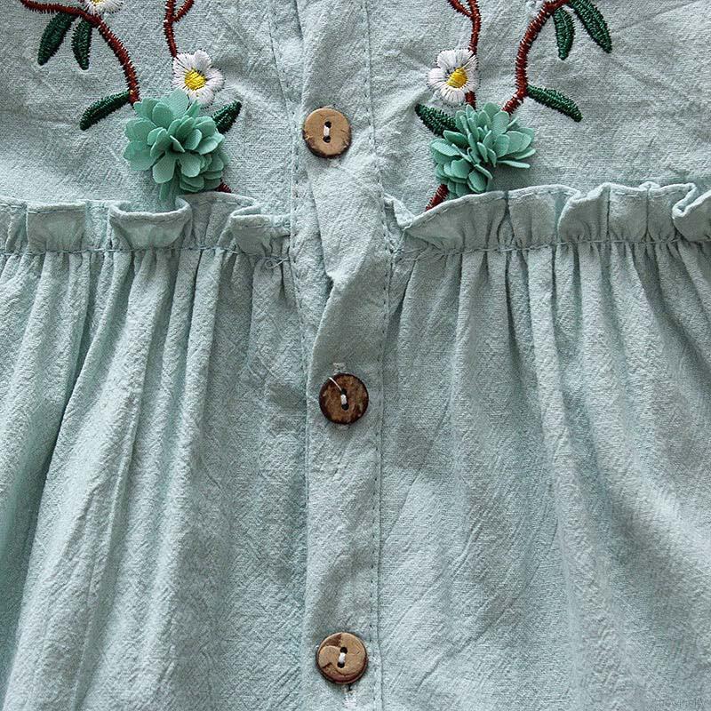 Đầm tay dài in họa tiết hoa dễ thương cho bé gái