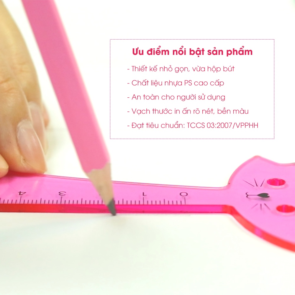 Thước kẻ học sinh hình mèo Kitty 15cm Hồng Hà - 3548