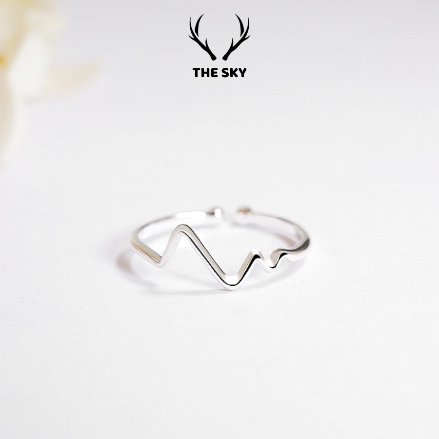 Nhẫn Bạc Nữ THE SKY NB12 Mẫu Trơn Hình Sóng To Freesize
