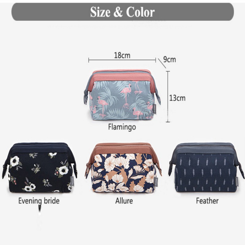 Túi đựng đồ trang điểm đa năng phối nhiều họa tiết hợp thời trang