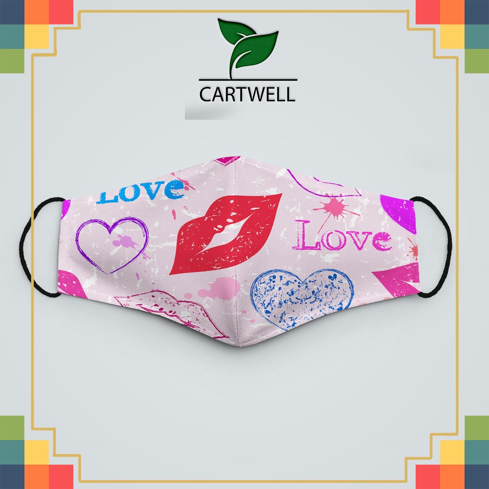 Khẩu trang vải eco mask HEARTS_1682 CARTWELL vải poly cotton 100% ngăn bụi kháng khuẩn 2021 bảo vệ toàn diện