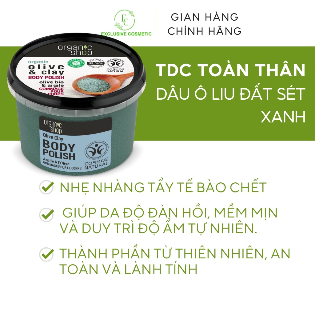 Tẩy Tế Bào Chết Toàn Thân Organic Shop Body Scrub Olive &amp; Clay 250ml