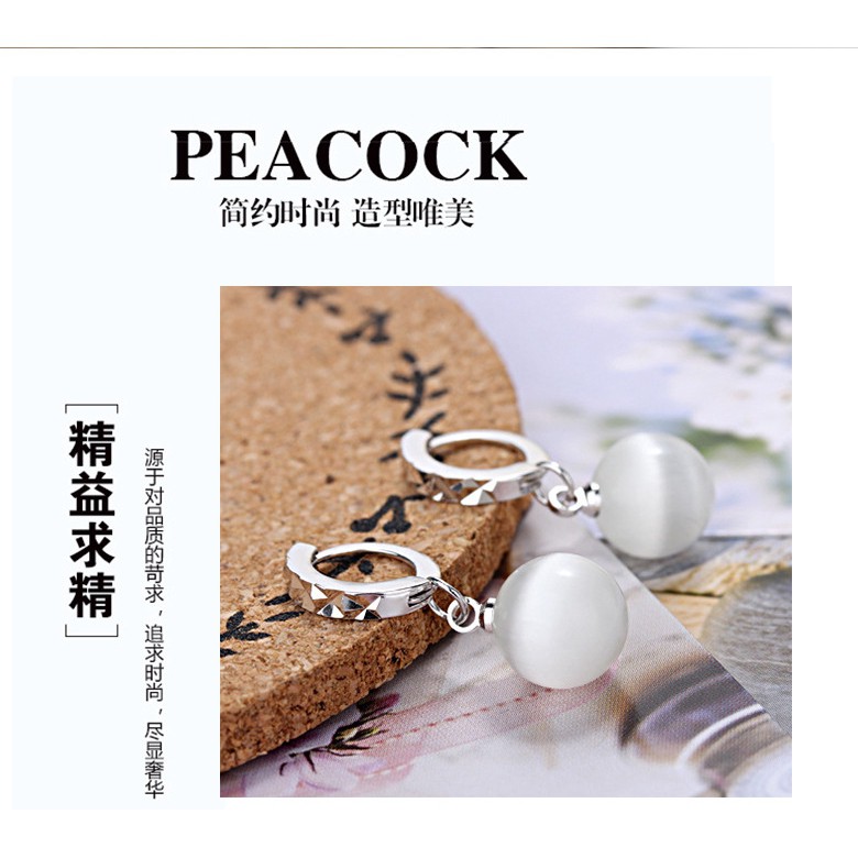 Khuyên tai mạ bạc 925 đính đá Opal thời trang Hàn Quốc