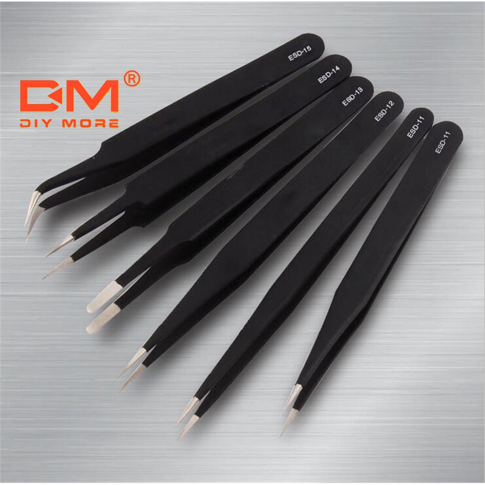 Set 6 nhíp chống tĩnh điện DIYMORE esd-10 esd-11 esd-12 esd-12 esd-13 esd-14 esd-15 thiết kế chuyên dụng