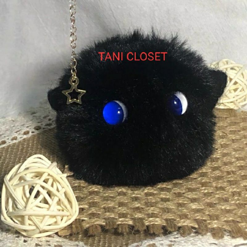 Móc Khóa Mèo Cục Bông Mắt Long Lanh Lấp Lánh