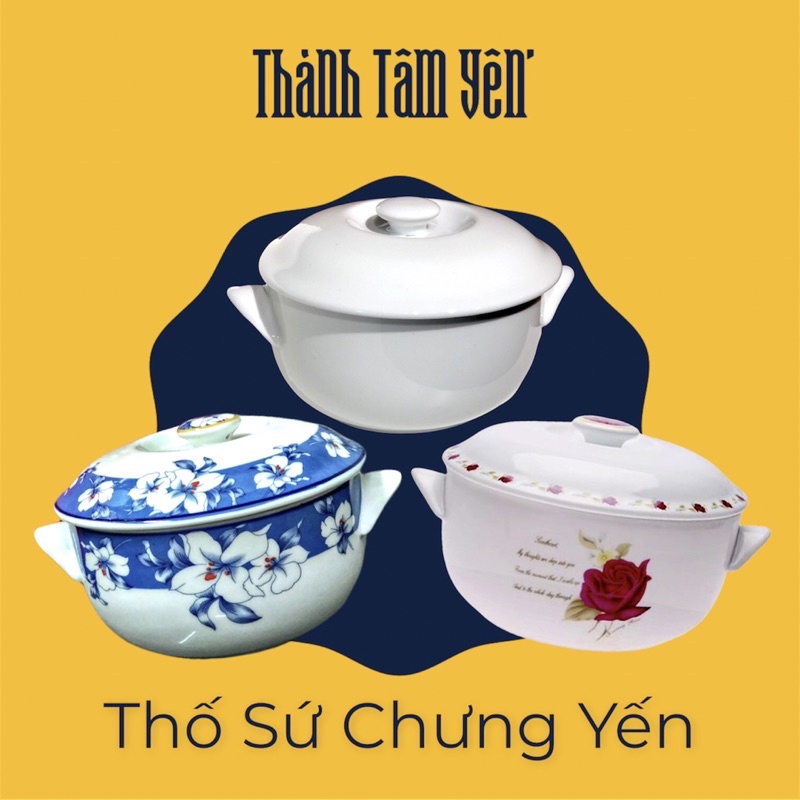Thố Sứ Chưng Yến Cao Cấp 350ml (Giao ngẫu nhiên)