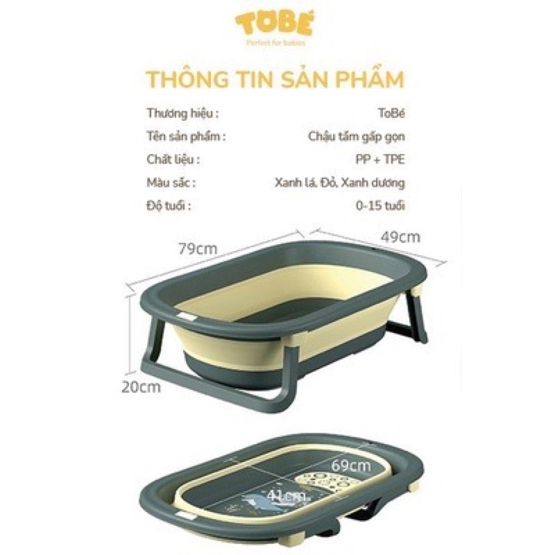 Chậu tắm gấp gọn kèm phao tắm ToBé