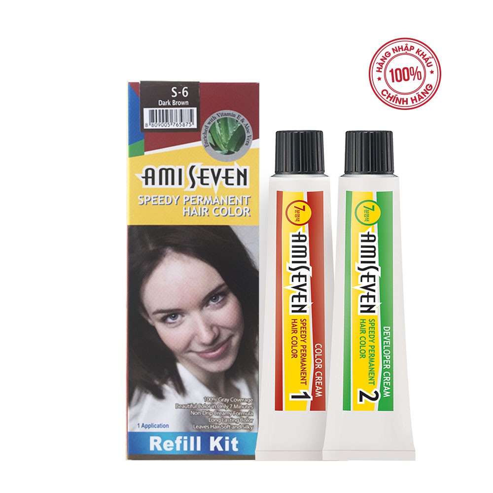 Nhuộm phủ bạc dược thảo Amiseven nhanh 7 phút AMI SEVEN  (Loại tiết kiệm) S6 (60g + 60g) Hàn Quốc | BigBuy360 - bigbuy360.vn