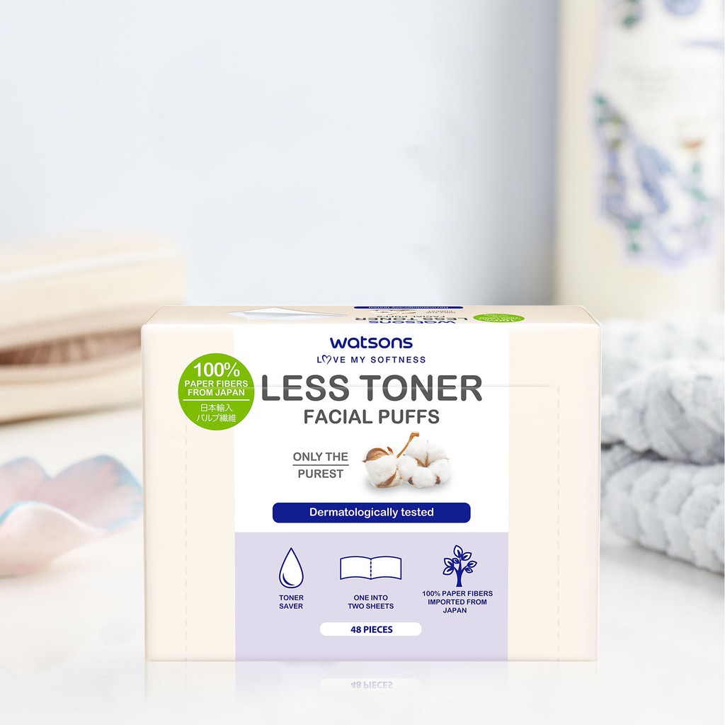 Bông Tẩy Trang Watsons Love My Softness Less Toner Facial Puffs 48 Miếng