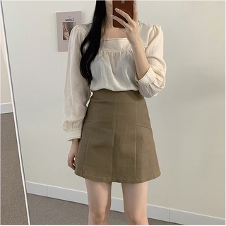 Áo thô đũi cổ vuông phong cách Hàn Quốc