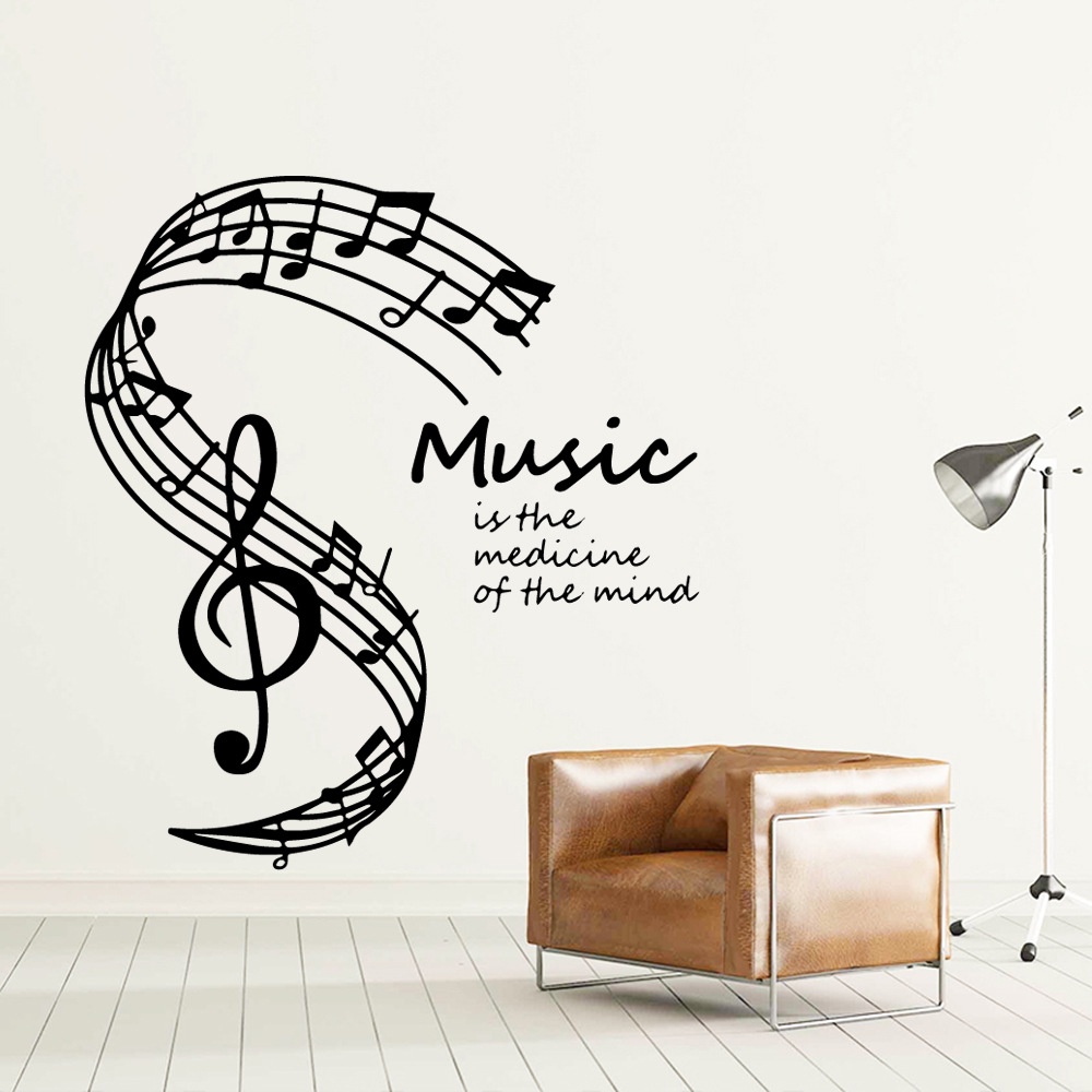Decal dán tường Âm nhạc mẫu số 14 AmyShop - Music is the medicine of the mind