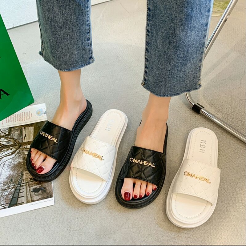 Dép Nữ Quai Ngang Đế Bánh Mì PU 3P Sang Chảnh Siêu Êm Da Mềm Đế Xịn Đi Cực Thích