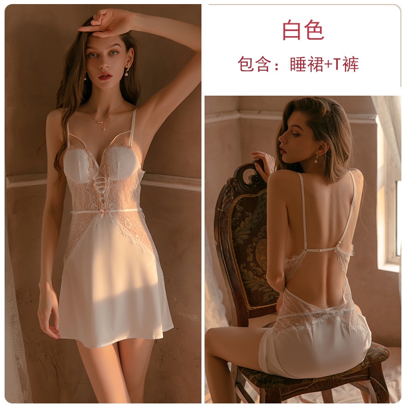 Váy lụa 2 dây viền hoa Cao Cấp kèm đệm ngực 1190