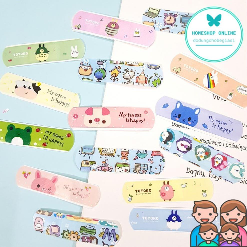Hộp băng gâu 100 miếng hình ngộ nghĩnh cho bévăng  keo cá nhân urgo hình họa tiết cute dễ thương Healthcare24h E001, 1 h