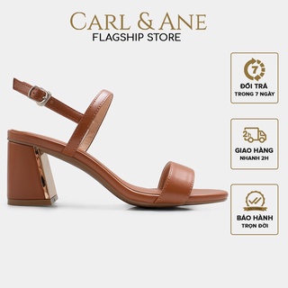 Carl & Ane - Giày sandal nữ mũi vuông phối quai ngang cao 7cm màu trắng