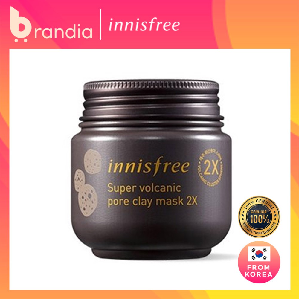 (Hàng Mới Về) Mặt Nạ Đất Sét Núi Lửa Thu Nhỏ Lỗ Chân Lông Innisfree Super Volcanic 2x 100ml