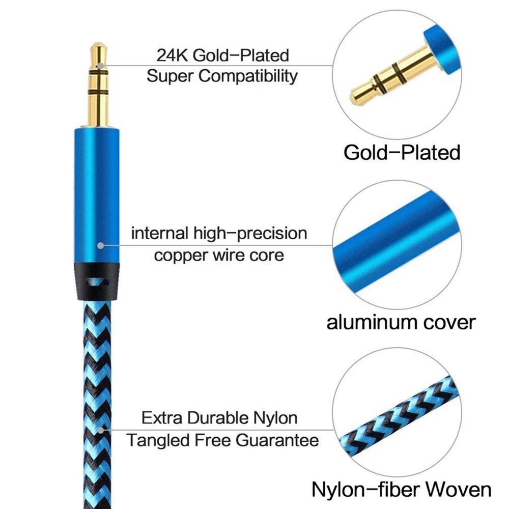 Dây cáp âm thanh aux 3.5 mm sang 3.5mm bằng nylon nhiều màu sắc