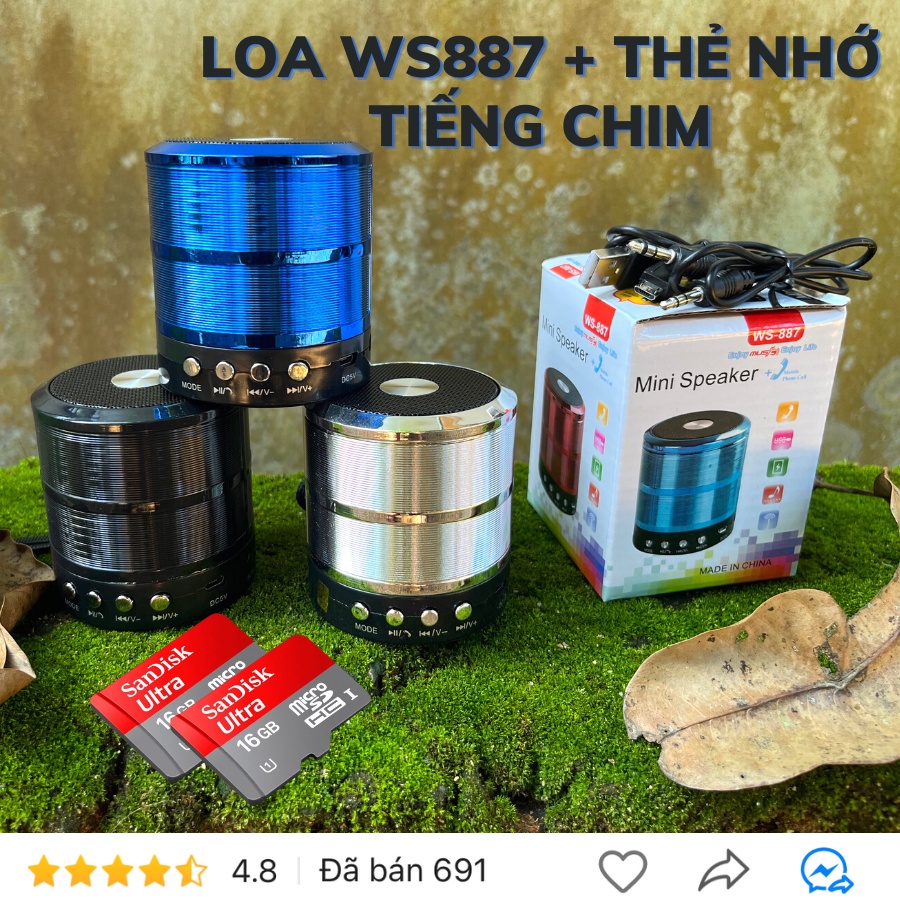 Loa bẫy cút bluetooth mini + thẻ nhớ file tiếng chim chuyên bẫy cút