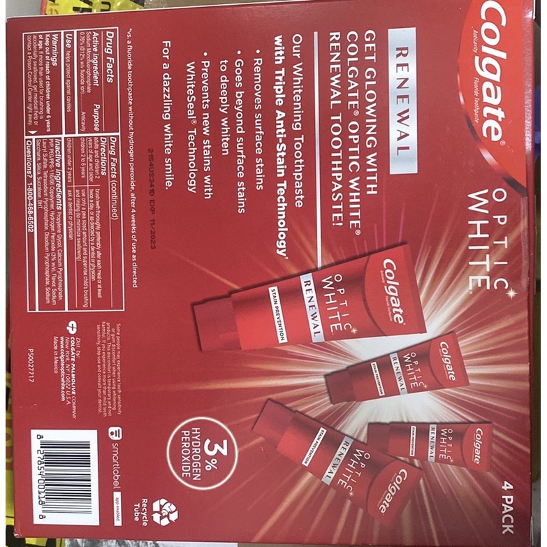 Kem đánh răng colgate optic white 121g/ tuýp và 93g Nhập Mỹ