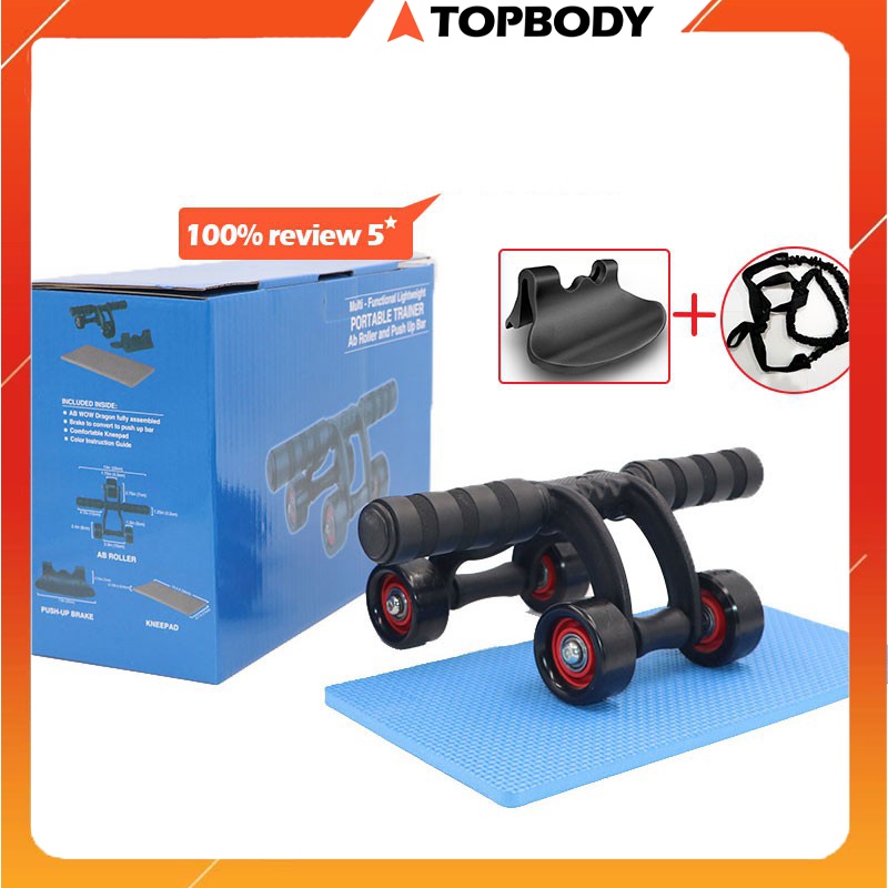 Con lăn 4 bánh tập cơ bụng cao cấp, tiện lợi khi tập ở nhà, văn phòng TOPBODY