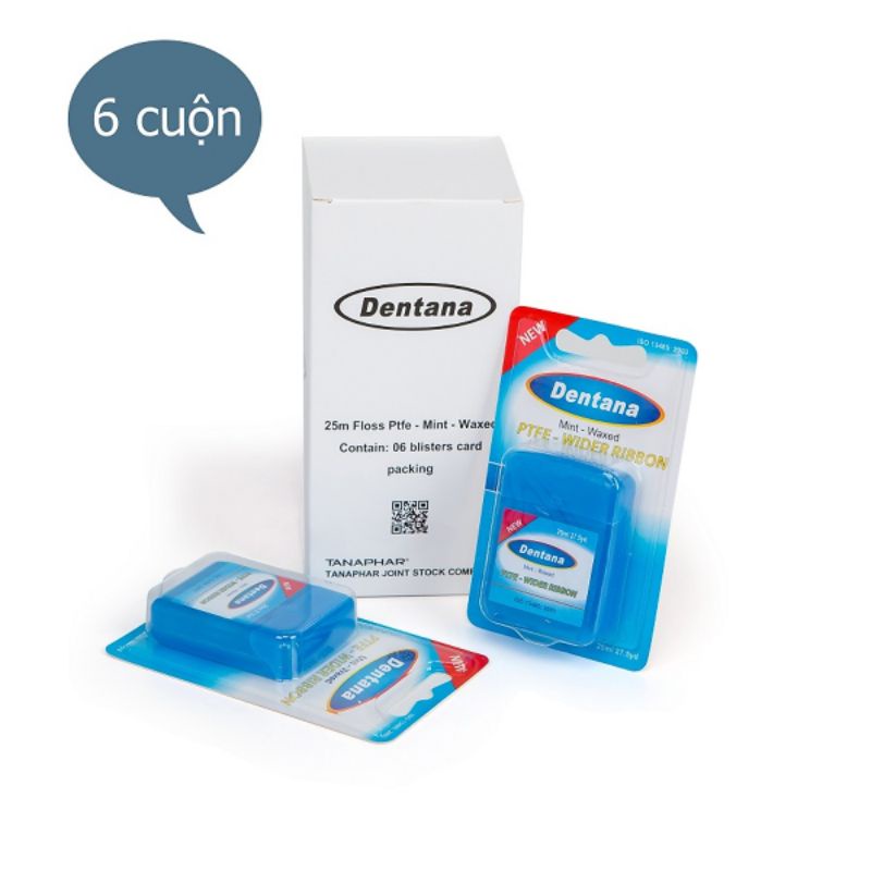 Chỉ nha khoa Dentana, chất liệu PTFE sợi 1 chỉ mảnh, chỉ nha khoa hương bạc hà, không xước, cuộn 25m - Soleil shop
