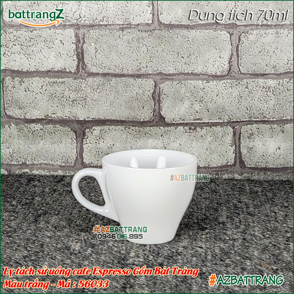 Ly tách sứ uống cafe Espresso men sứ trắng thấu quang Bát Tràng
