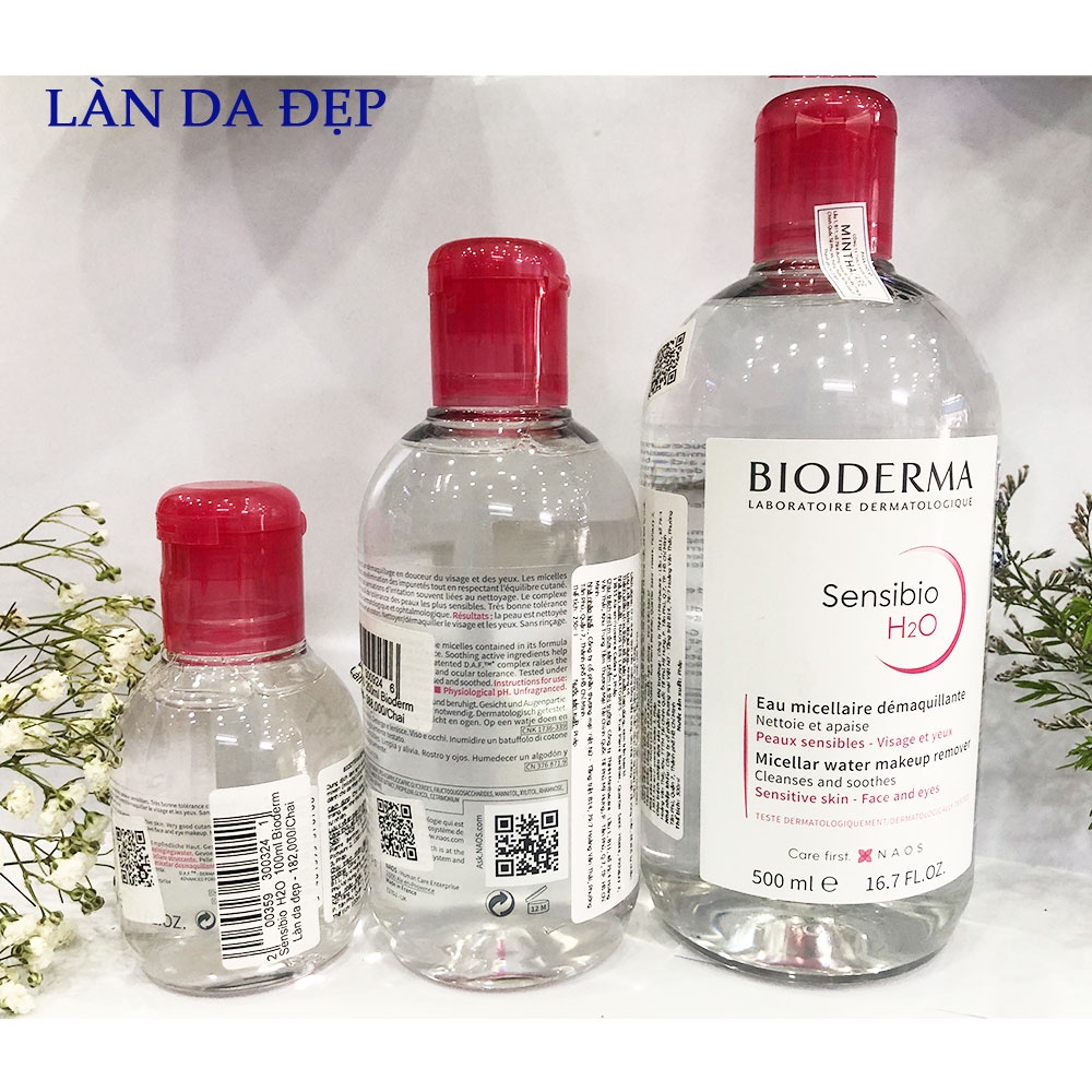 Nước tẩy trang Bioderma Sensibio H2O chai hồng dưỡng ẩm dịu nhẹ dành cho da nhạy cảm chai 100ml đến 500ml