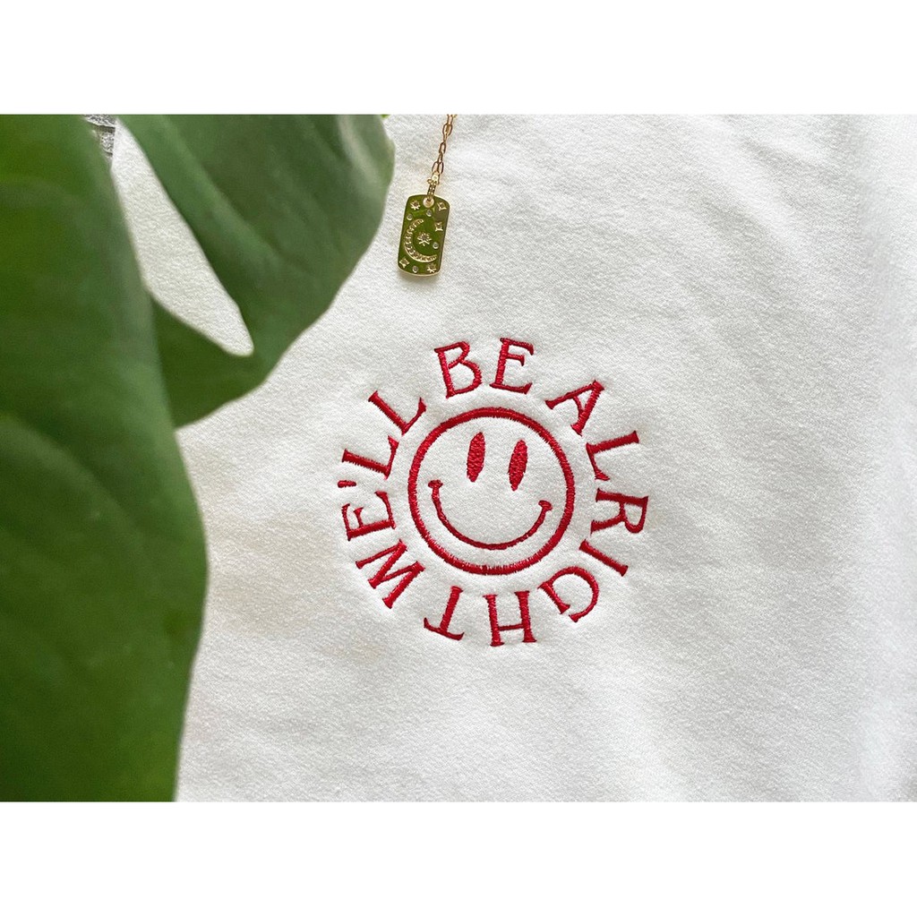 Áo thun thêu cotton unisex SMILE