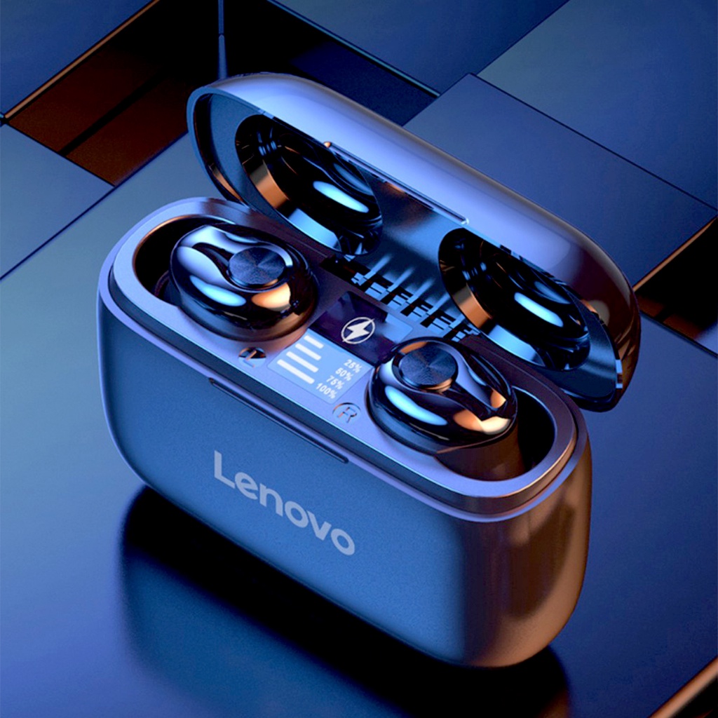 Set 2 tai nghe nhét tai bluetooth không dây LENOVO HT18 chống ồn thông minh màn hình LED điều khiển cảm ứng HiFi