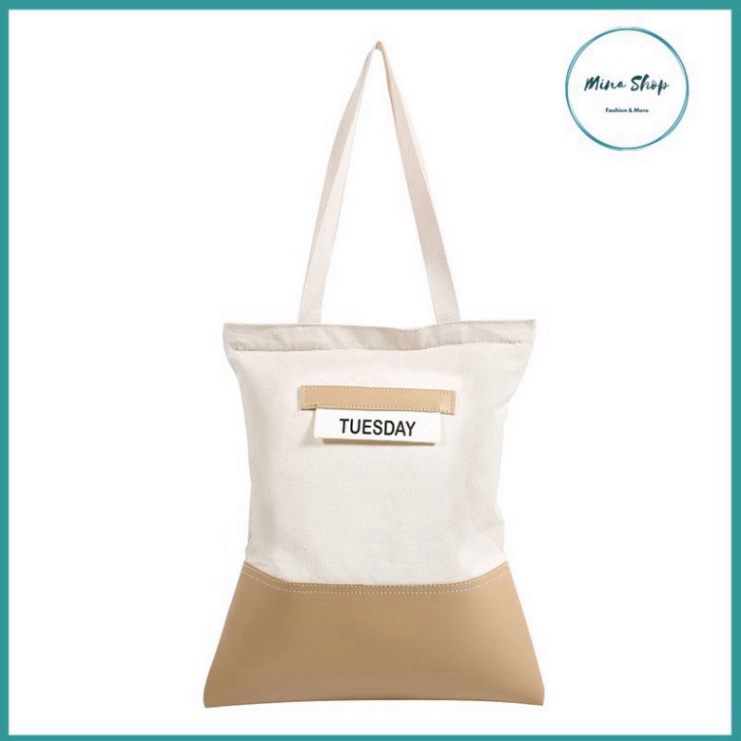 Túi vải canvas - Túi totte bag thời trang có khóa kéo, đeo đi học, đi chơi phong cách, thời trang, tiện lợi.