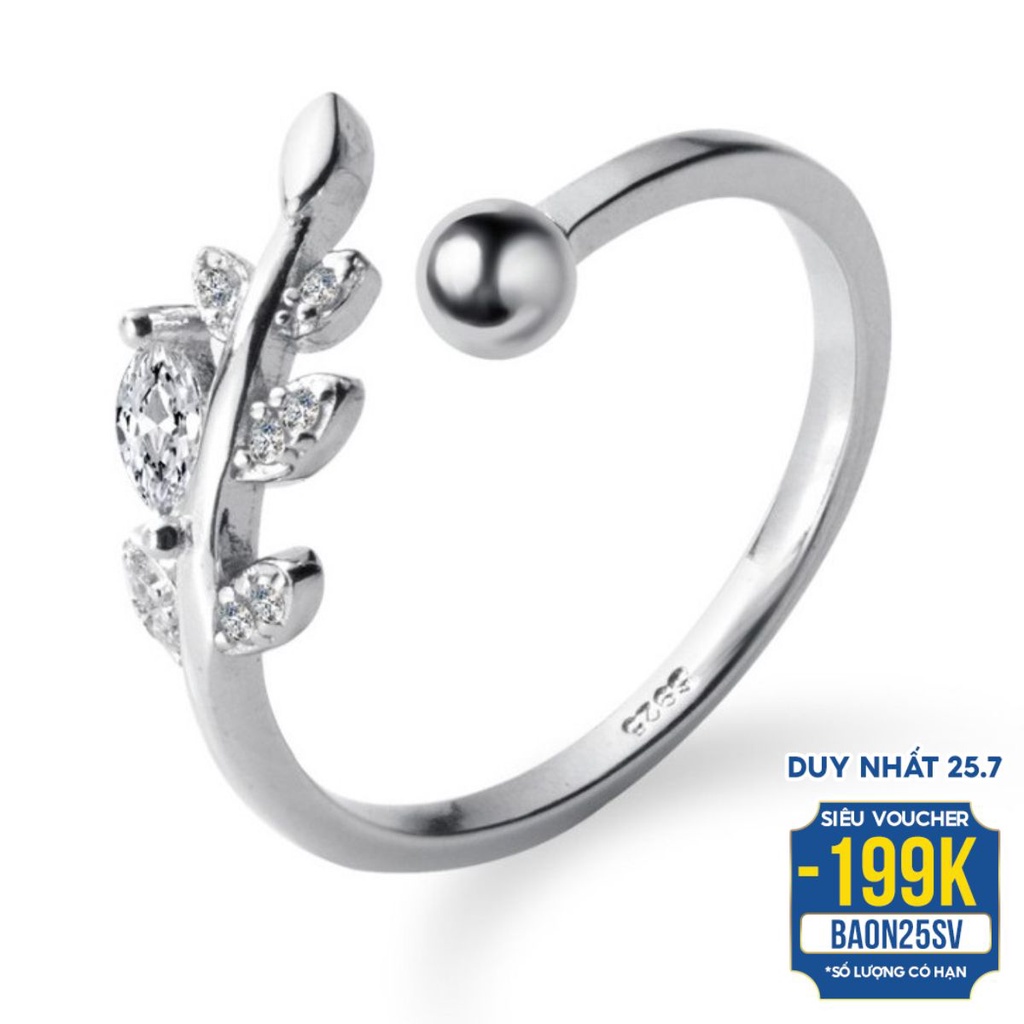 Nhẫn Bạc Nữ N2453 Thiết Kế Hình Chiếc Lá Có Đính Đá Đẹp Cho Nữ -Trang Sức Bảo Ngọc Jewelry