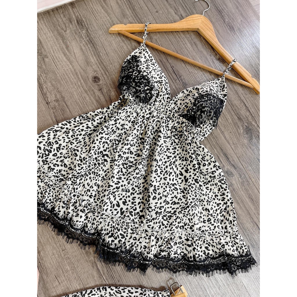 Set Đồ Ngủ Hai Dây Beo Phối Ren Sexy <freeship> dưới 65kg, có mút ngực, vải mềm, mát,đồ bộ mặc ngủ | BigBuy360 - bigbuy360.vn