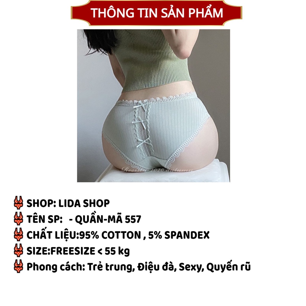 Quần Lót Nữ cotton viền ren Sexy thiết kế đính nơ sau cao cấp MÃ 557