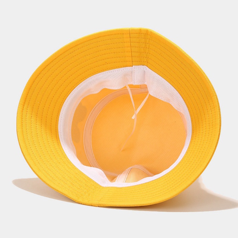 Han Nón Bucket Rộng Vành Cotton Nhãn Dán Ếch Hoạt Hình Có Thể Gập Lại C