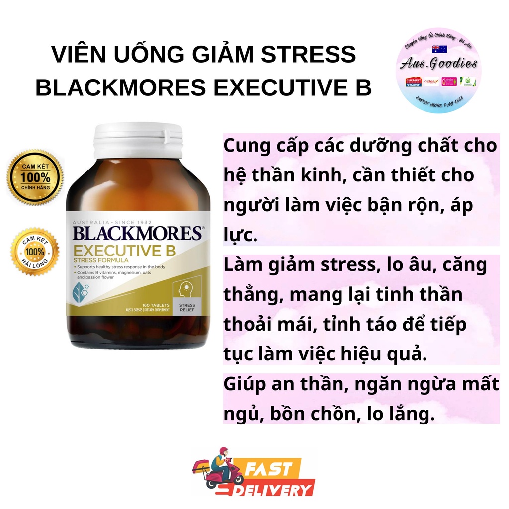 Viên Uống Giảm Căng Thẳng, Mệt Mỏi Blackmores Executive B Stress Formula.