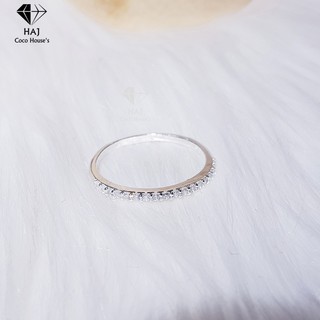 Nhẫn bạc nữ dải đá đơn