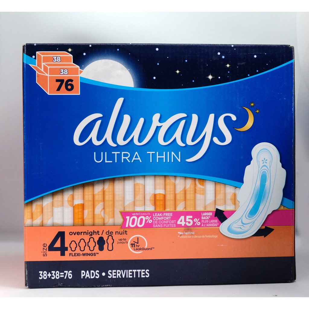 BĂNG VỆ SINH BAN ĐÊM ALWAYS ULTRA THIN (38 MIẾNG) - Size 4