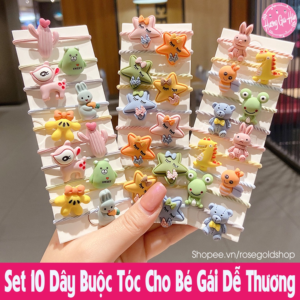 Set 10 Dây Buộc Tóc Cho Bé Gái Hoạt Hình Dễ Thương