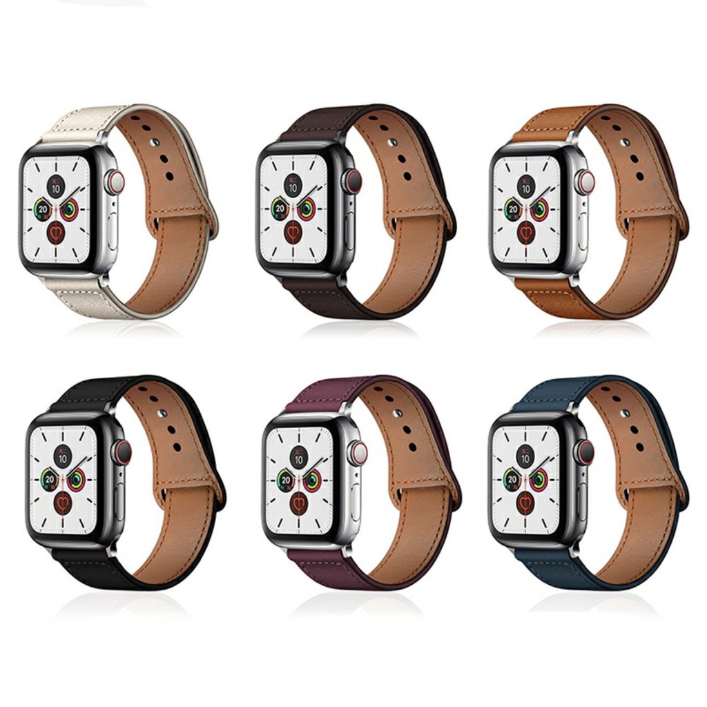 [Mã 2404EL10K giảm 10K đơn 20K] Dây da Apple Watch size 38mm/ 40mm/ 42mm/ 44mm 12 màu xuất sắc, mỏng, mềm, nhẹ, đủ size