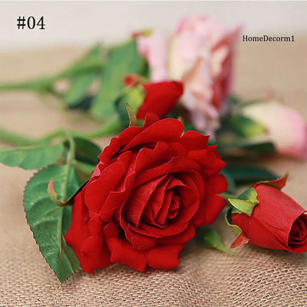 1 Nhánh Hoa Hồng Giả Bằng Vải Trang Trí Nhà Cửa / Văn Phòng