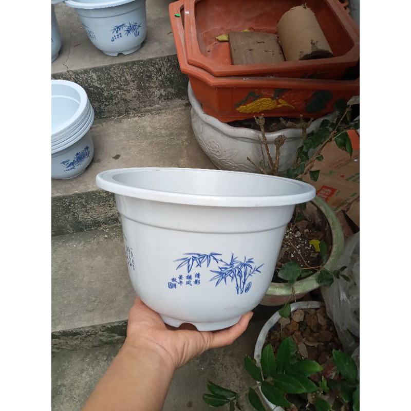 chậu nhựa hoa văn phi 24cm cao 16cm