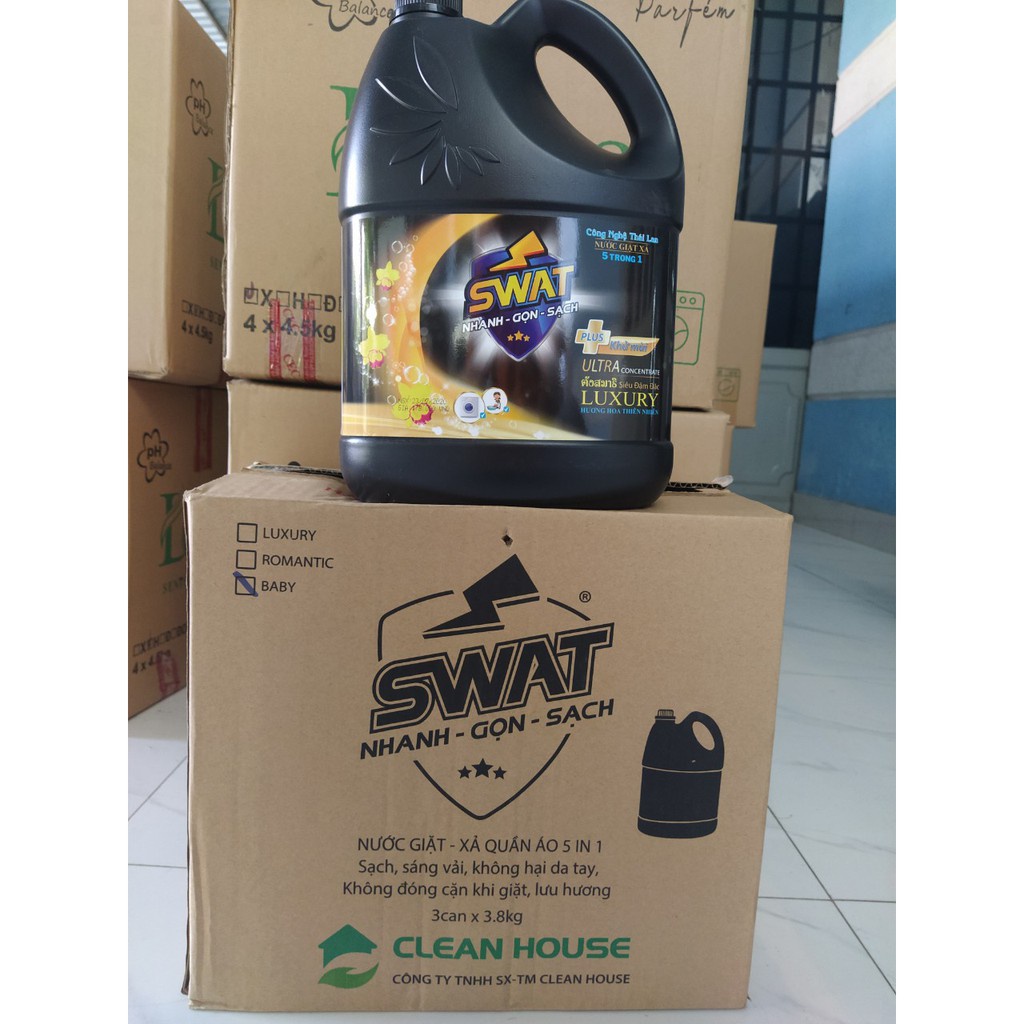 NƯỚC GIẶT SWAT 5 in 1- 3.8KG (Romantic-Luxury-Baby) 3 màu Tím, Đen, Trắng hàng chuẩn loại 1