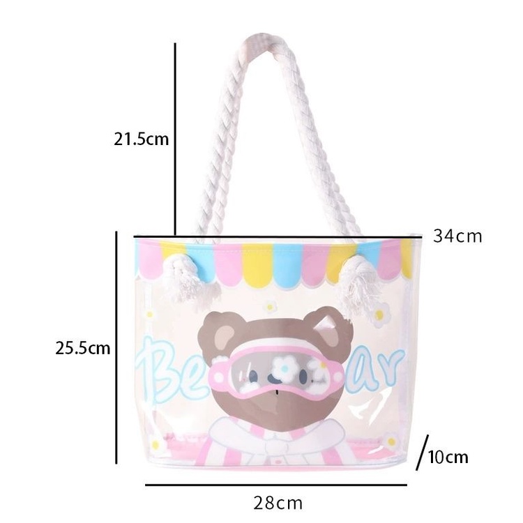 Túi Xách Jelly Trong Suốt Chống Thấm Nước Kích Thước 25 * 28Cm Thời Trang Đi Biển Xinh Xắn